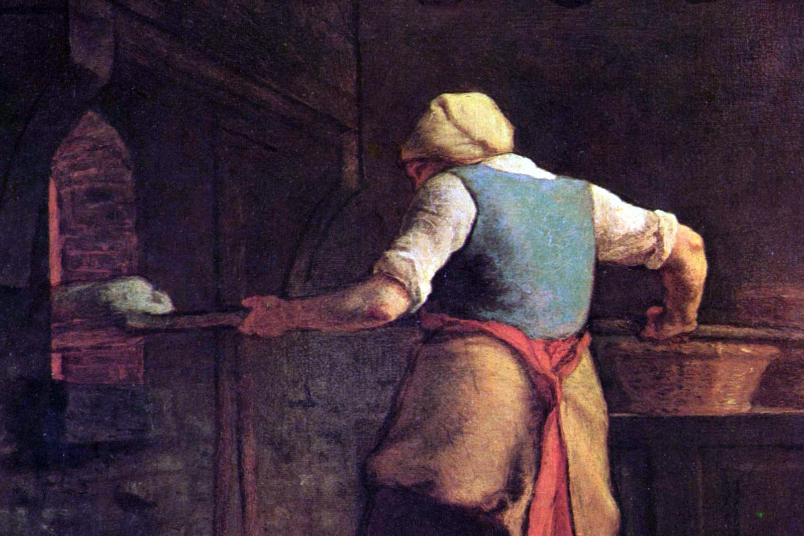 Oven depicted in Jean-François Millet's painting, Woman Baking Bread (1854)